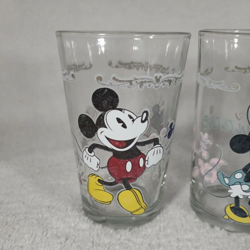 Disney Mickey Mouse Minnie Donald Duck Goofy Vintage Juice Glasses Rare Uncommon